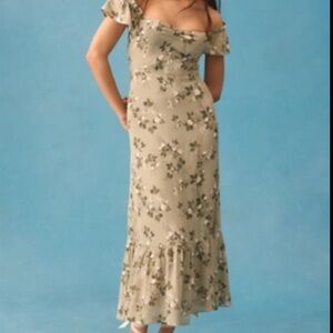 Reformation butterfly green floral dress size 12
